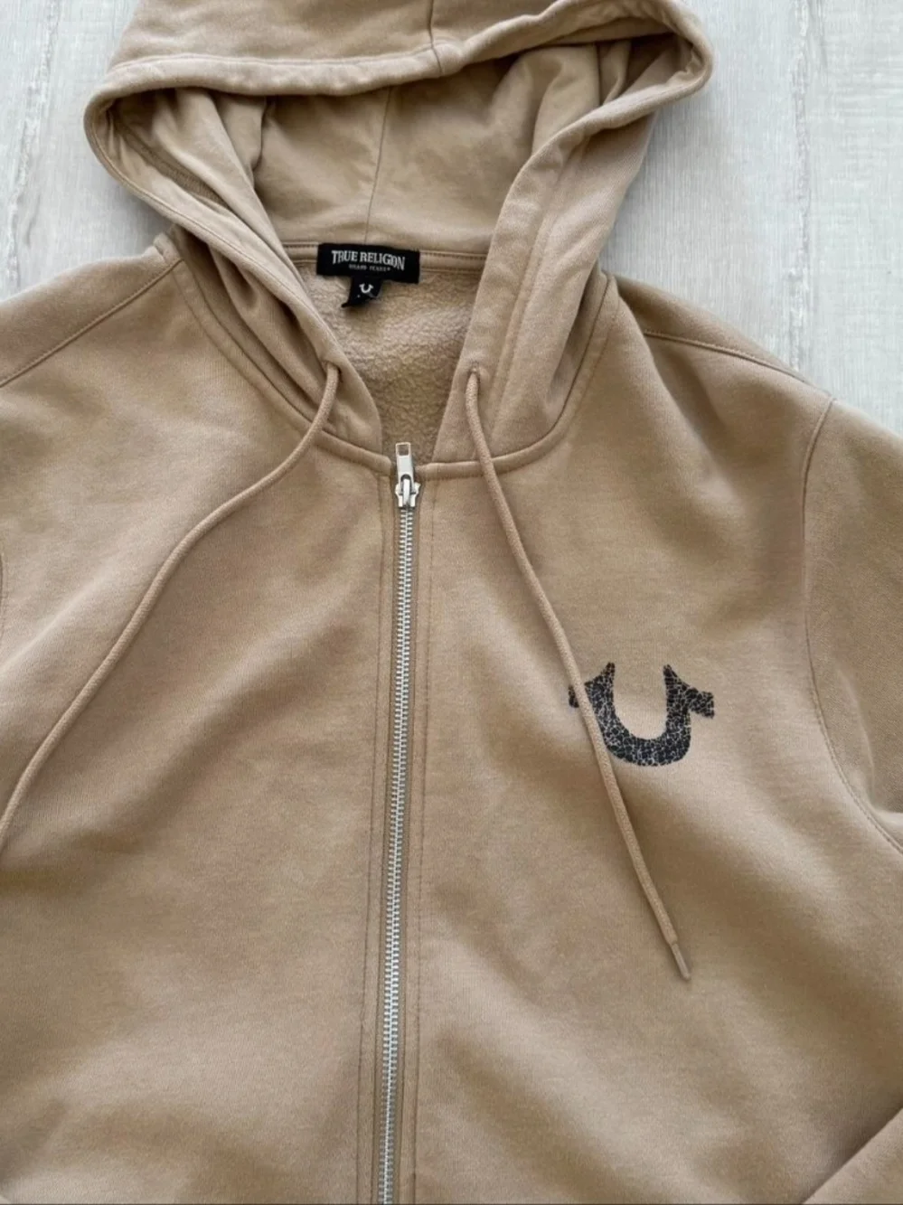 True Religion Men's Tan Zip-Up Hoodie Jacket